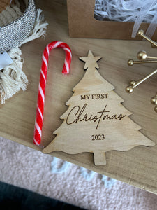 “My First Christmas” Wooden Plaque Tree