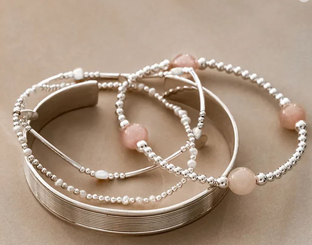 Bracelet - Silver & Rose Quartz